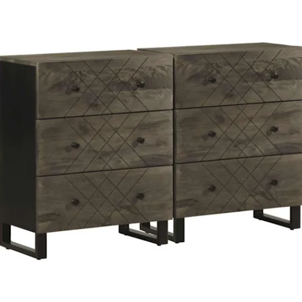 vidaXL Byråer>Skänkar 2 st svart 60x33x75 cm massivt mangoträ