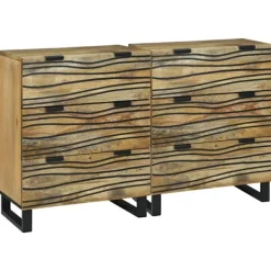 vidaXL Byråer>Skänksats 2 pcs Naturfärg 60 x 33,5 x 75 cm Massivt mangoträ