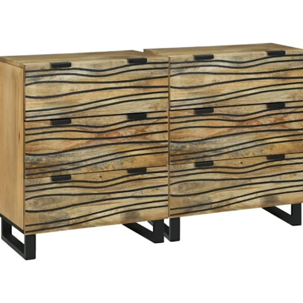 vidaXL Byråer>Skänksats 2 pcs Naturfärg 60 x 33,5 x 75 cm Massivt mangoträ