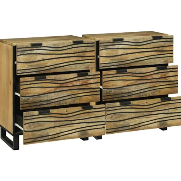 vidaXL Byråer>Skänksats 2 pcs Naturfärg 60 x 33,5 x 75 cm Massivt mangoträ