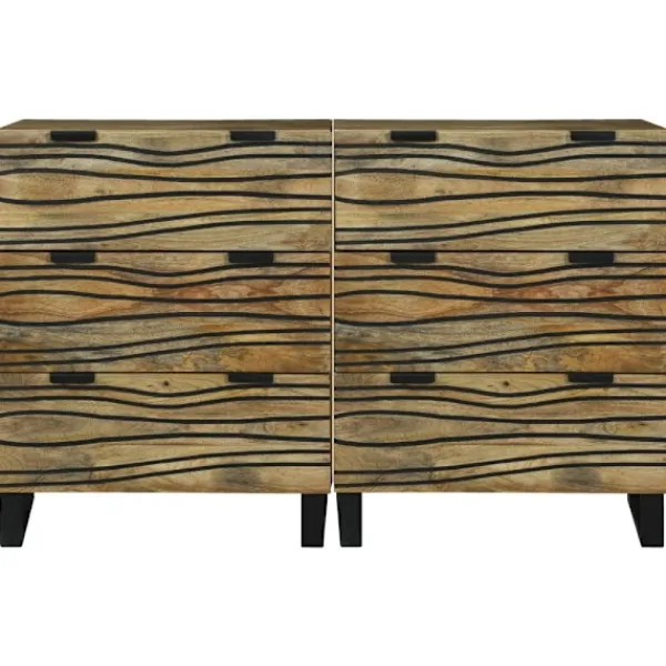 vidaXL Byråer>Skänksats 2 pcs Naturfärg 60 x 33,5 x 75 cm Massivt mangoträ