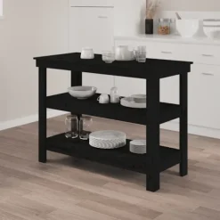 vidaXL Köksö>Skobänk svart 110,5x50x80 cm massiv furu