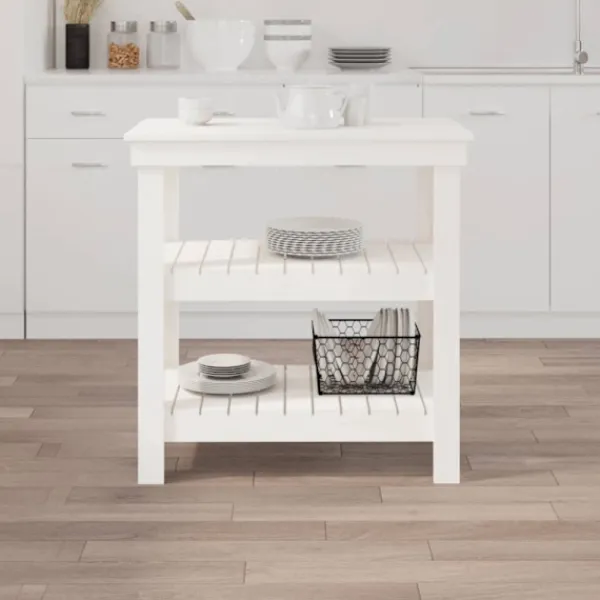 vidaXL Köksö>Skobänk vit 78,5x50x80 cm massiv furu