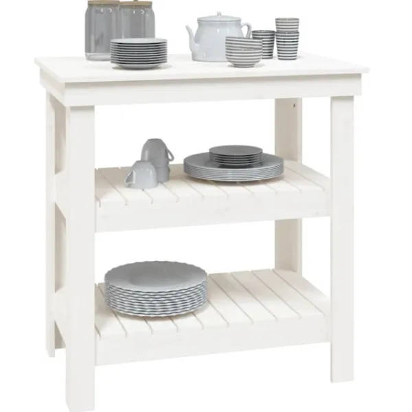 vidaXL Köksö>Skobänk vit 78,5x50x80 cm massiv furu