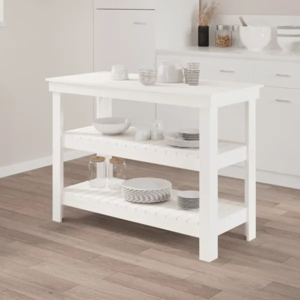 vidaXL Köksö>Skobänk vit 110,5x50x80 cm massiv furu