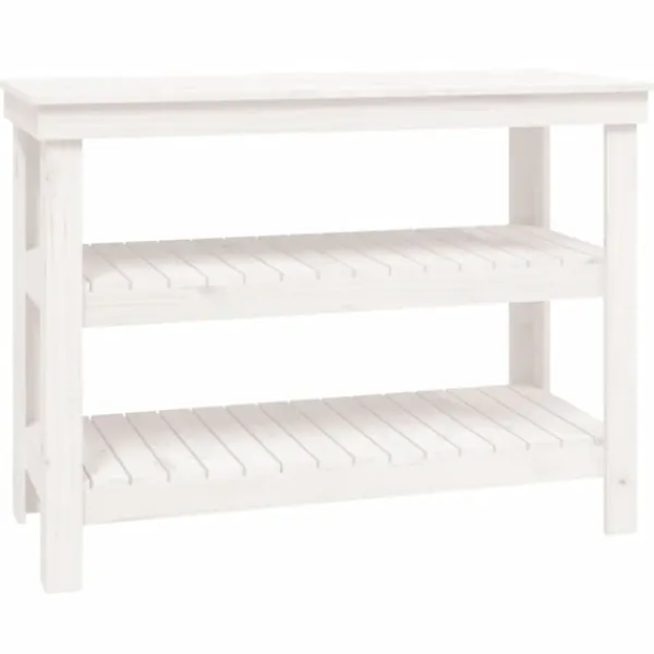 vidaXL Köksö>Skobänk vit 110,5x50x80 cm massiv furu