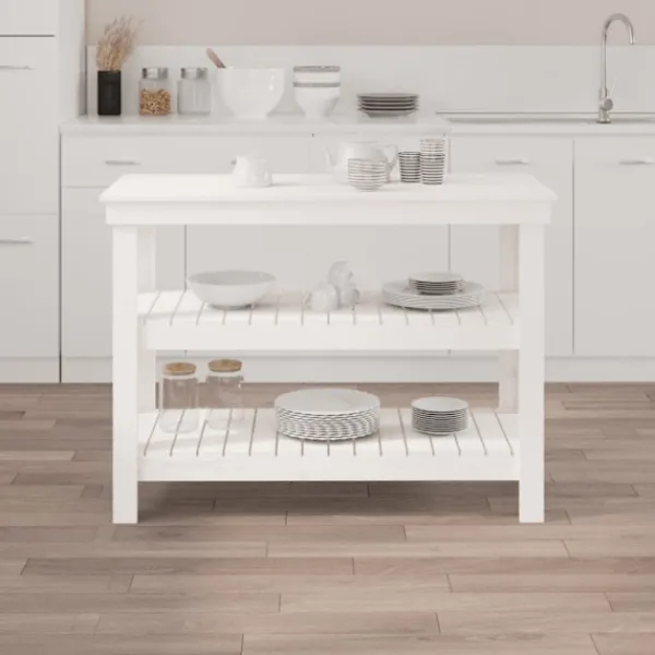 vidaXL Köksö>Skobänk vit 110,5x50x80 cm massiv furu