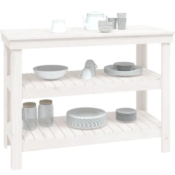 vidaXL Köksö>Skobänk vit 110,5x50x80 cm massiv furu