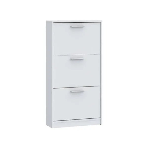 MAC Skåp>Skoskåp - 6 par - Mattvit - 3 nedfällbara dörrar - B58,2 x D20,4 x H115,5 cm -