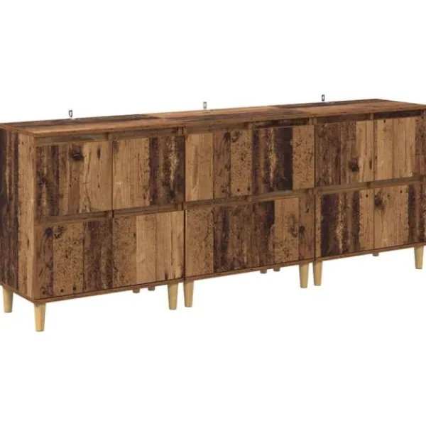 vidaXL Sideboards>Skåp 3 pcs Gammalt trä 60 x 35 x 70 cm Konstruerat trä