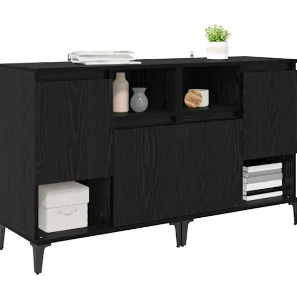 vidaXL Sideboards>Skåp 2 pcs Svart Ek 60 x 35 x 70 cm Konstruerat trä