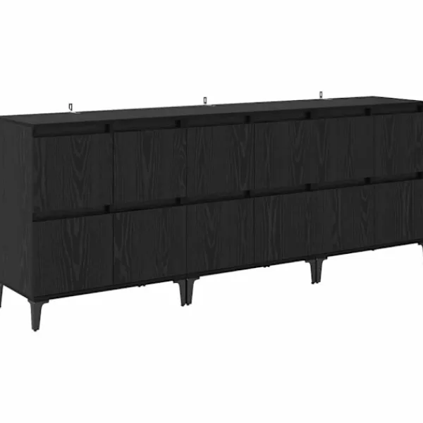 vidaXL Sideboards>Skåp 3 pcs Svart Ek 60 x 35 x 70 cm Konstruerat trä