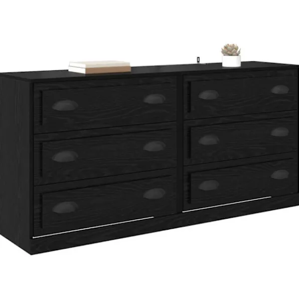 vidaXL Byråer>Skåp 2 pcs Svart Ek 70 x 35,5 x 67,5 cm Konstruerat trä