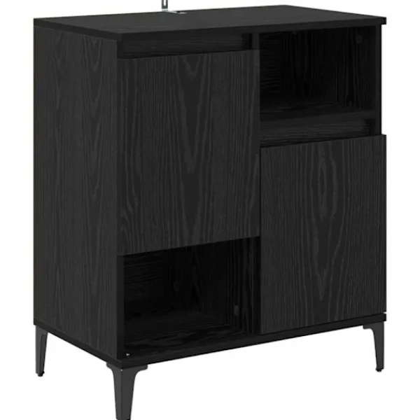 vidaXL Sideboards>Skåp 3 pcs Svart Ek 60 x 35 x 70 cm Konstruerat trä