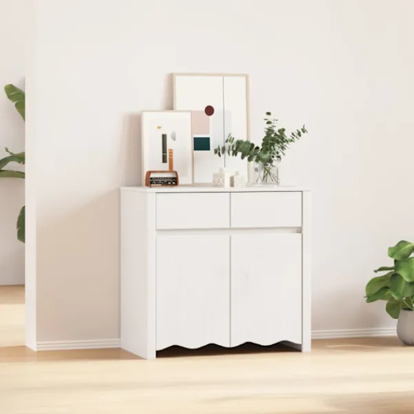 vidaXL Skåp>Skåp Drammen Vit 79 x 43 x 75.5 cm Massivt tallträ