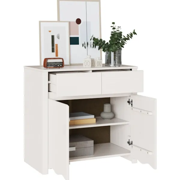 vidaXL Skåp>Skåp Drammen Vit 79 x 43 x 75.5 cm Massivt tallträ