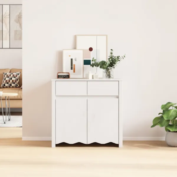 vidaXL Skåp>Skåp Drammen Vit 79 x 43 x 75.5 cm Massivt tallträ