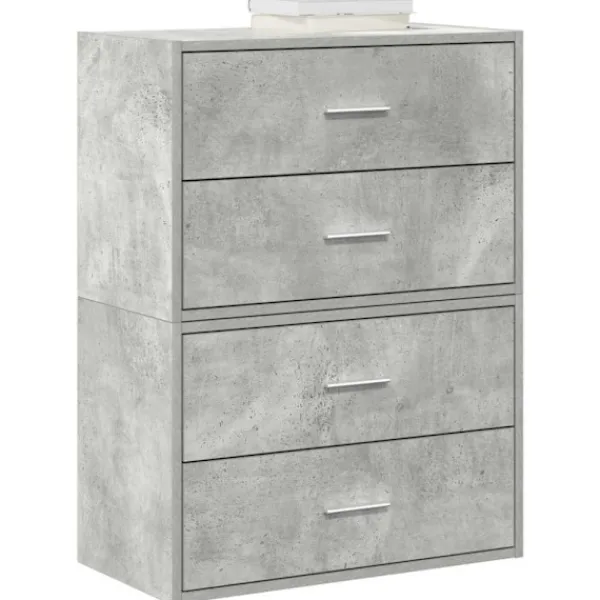 vidaXL Byråer>Skåp med 2 lådor 2 st betonggrå 60x31x40 cm konstruerat trä