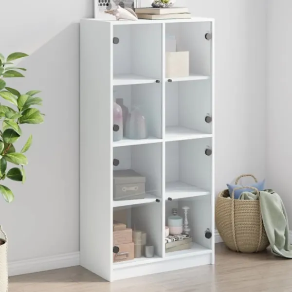 vidaXL Skåp>Skåp med dörrar vit 68x37x142 cm konstruerat trä