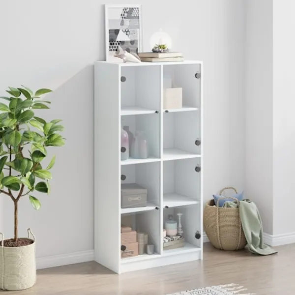 vidaXL Skåp>Skåp med dörrar vit 68x37x142 cm konstruerat trä