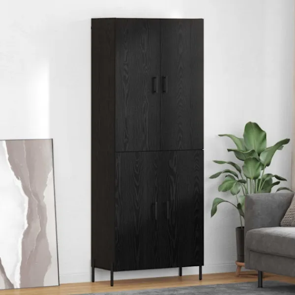 vidaXL Skåp>Skåp Väggmonterad Svart Ek 69,5 x 34 x 180 cm Konstruerat trä