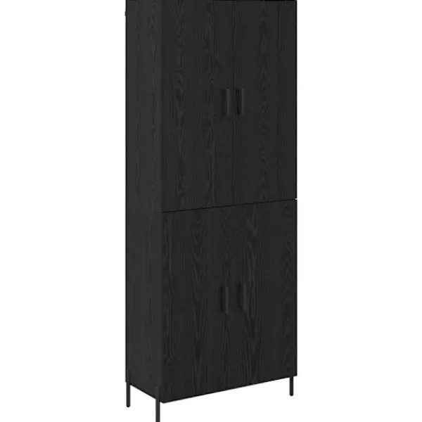 vidaXL Skåp>Skåp Väggmonterad Svart Ek 69,5 x 34 x 180 cm Konstruerat trä