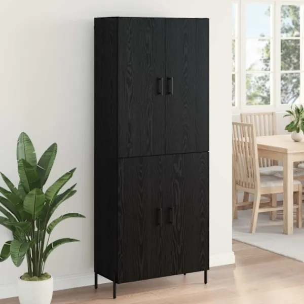 vidaXL Skåp>Skåp Väggmonterad Svart Ek 69,5 x 34 x 180 cm Konstruerat trä