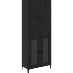 vidaXL Skåp>Skåp Väggmonterad Svart Ek 69,5 x 34 x 180 cm Konstruerat trä