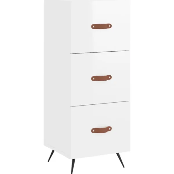 vidaXL Byråer>Skåp vit högglans 34,5x34x90 cm konstruerat trä