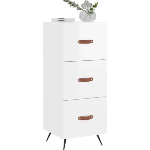 vidaXL Byråer>Skåp vit högglans 34,5x34x90 cm konstruerat trä