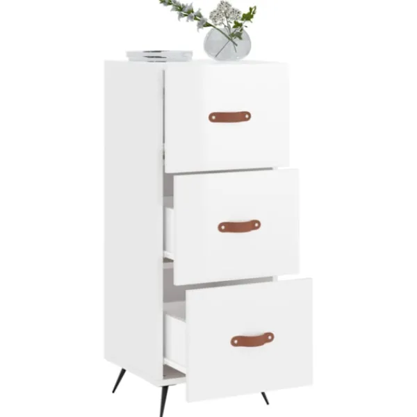 vidaXL Byråer>Skåp vit högglans 34,5x34x90 cm konstruerat trä