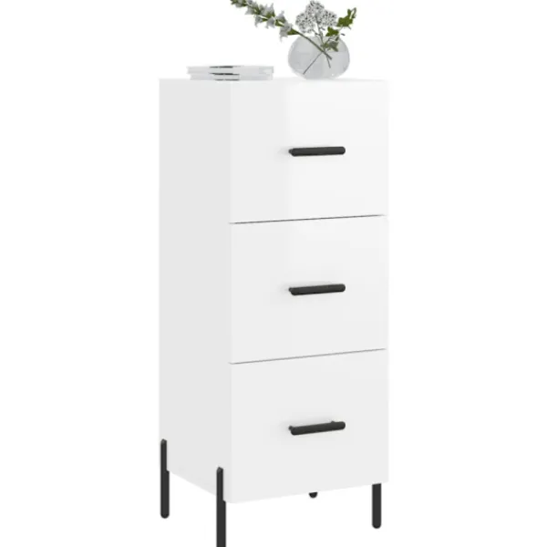 vidaXL Byråer>Skåp vit högglans 34,5x34x90 cm konstruerat trä