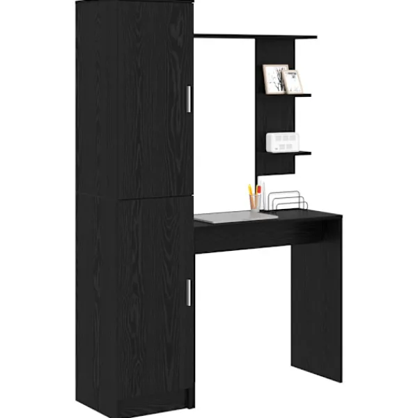 vidaXL Kontorsmöbler>Skrivbord 2 pcs Svart Ek