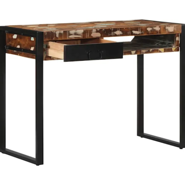 vidaXL Kontorsmöbler>Skrivbord flerfärgat 100x50x75 cm massivt trä återvunnet