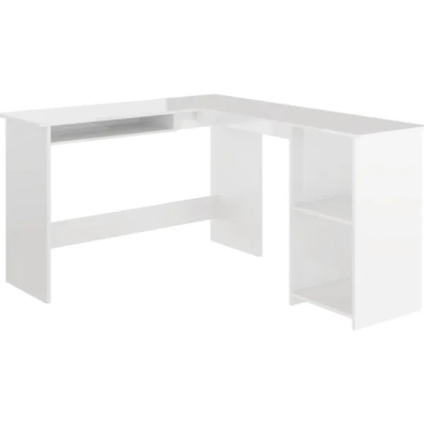 vidaXL Kontorsmöbler>Skrivbord L-format vit högglans 120x140x75 cm konstruerat trä