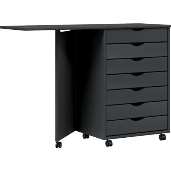 vidaXL Kontorsmöbler>Skrivbord med hurts och hjul MOSS grå massiv furu