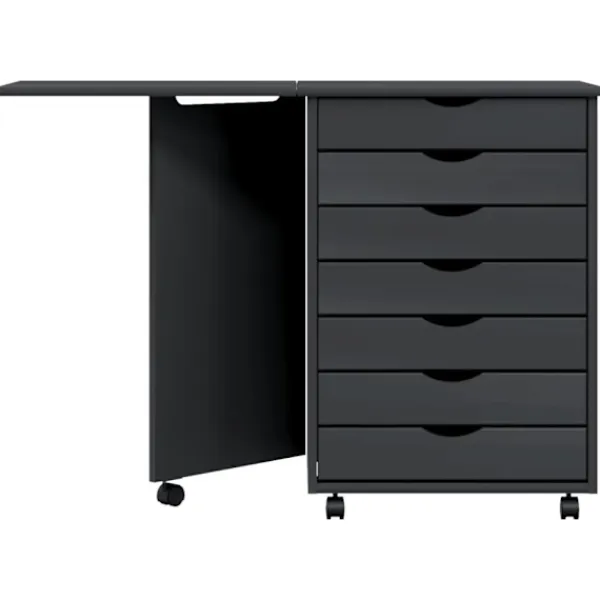 vidaXL Kontorsmöbler>Skrivbord med hurts och hjul MOSS grå massiv furu