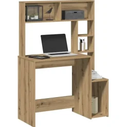 vidaXL Kontorsmöbler>Skrivbord med hyllor artisan ek 100x45x140 cm konstruerat trä