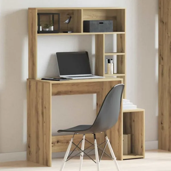 vidaXL Kontorsmöbler>Skrivbord med hyllor artisan ek 100x45x140 cm konstruerat trä