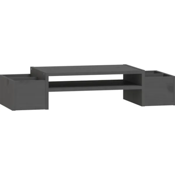 vidaXL Kontorsmöbler>Skärmställ grå 70x27,5x15 cm massiv furu