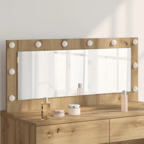 vidaXL Sminkbord>Smink Spegel Rektangulär med spegel Artisan Ek 100 x 45 x 18 cm