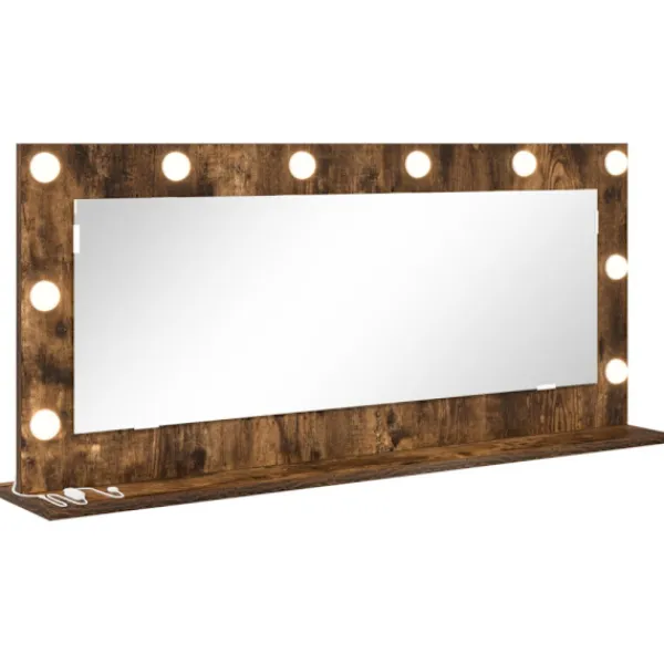 vidaXL Sminkbord>Smink Spegel Rökt ek 100 x 45 x 18 cm Glas och konstruerat trä