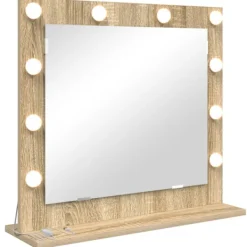 vidaXL Sminkbord>Smink Spegel Sonoma-ek 60 x 55 x 18 cm Glas och konstruerat trä