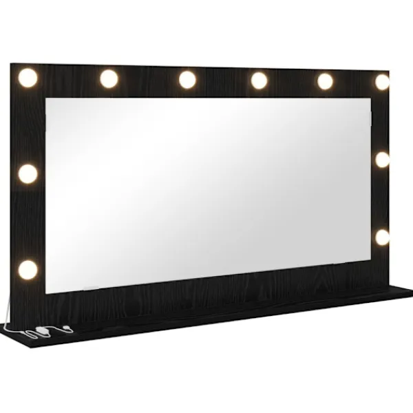 vidaXL Sminkbord>Smink Spegel Svart Ek 100 x 55 x 18 cm Glas och konstruerat trä