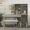vidaXL Sminkbord>Sminkbord LED betonggrå konstruerat trä