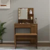 vidaXL Sminkbord>Sminkbord LED brun ek konstruerat trä