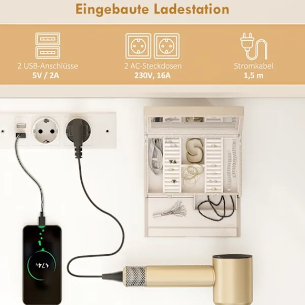 Northio Sminkbord>Sminkbord med justerbar LED-spegel och förvaring