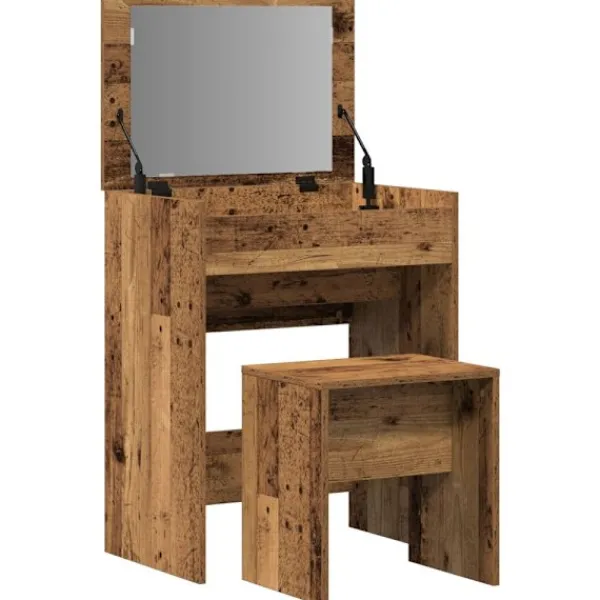 vidaXL Sminkbord>Sminkbord med låda Gammalt trä 60 x 40 x 75 cm Konstruerat trä