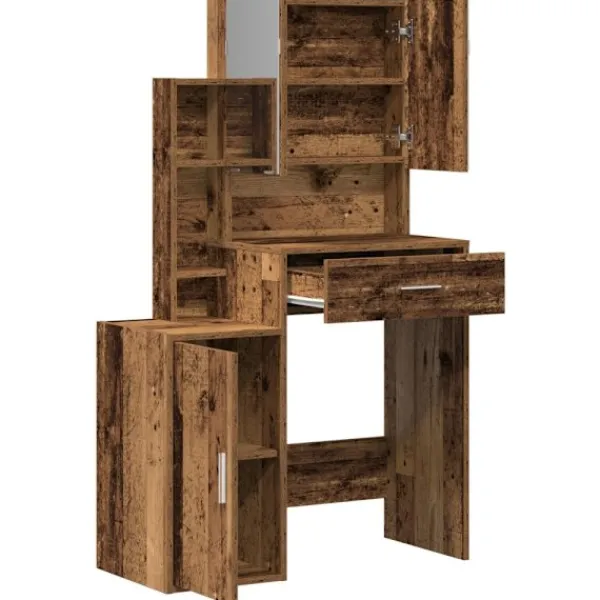 vidaXL Sminkbord>Sminkbord med låda Gammalt trä 80 x 35 x 132 cm Konstruerat trä