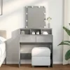 vidaXL Sminkbord>Sminkbord med LED betonggrå 80x41x144,5 cm